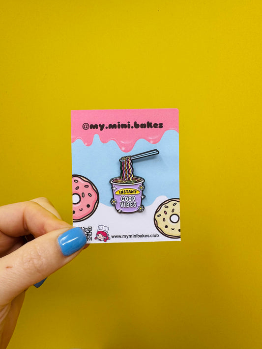 Good Vibes Noodle Enamel Pin Badge