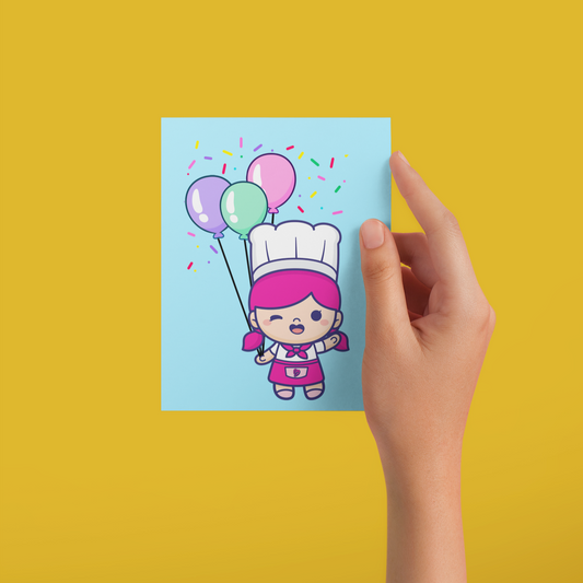 Mini B and Her Balloons Greeting Card