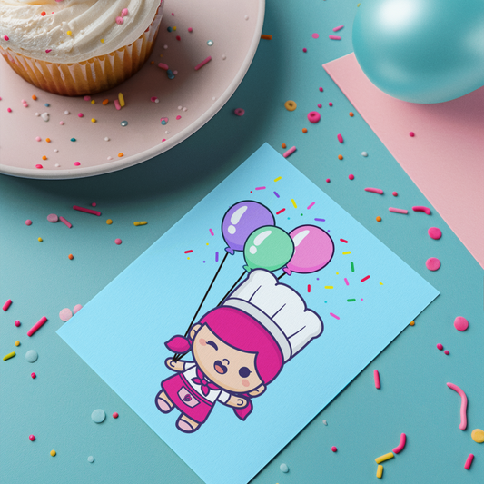 Mini B and Her Balloons Greeting Card