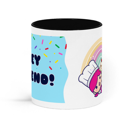 Hey Friend Mini + Fam Ceramic Mug Black and White
