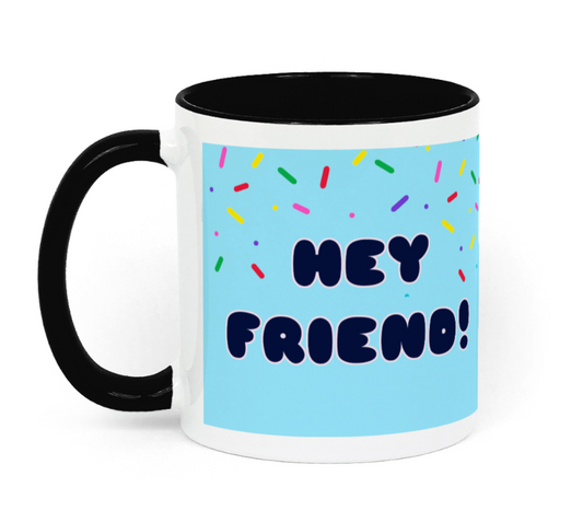 Hey Friend Mini + Fam Ceramic Mug Black and White