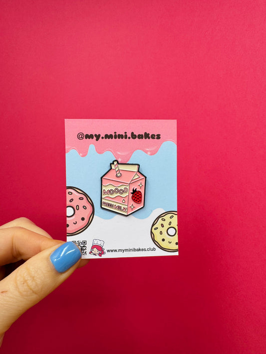 Strawberry Mood Milk Enamel Pin Badge
